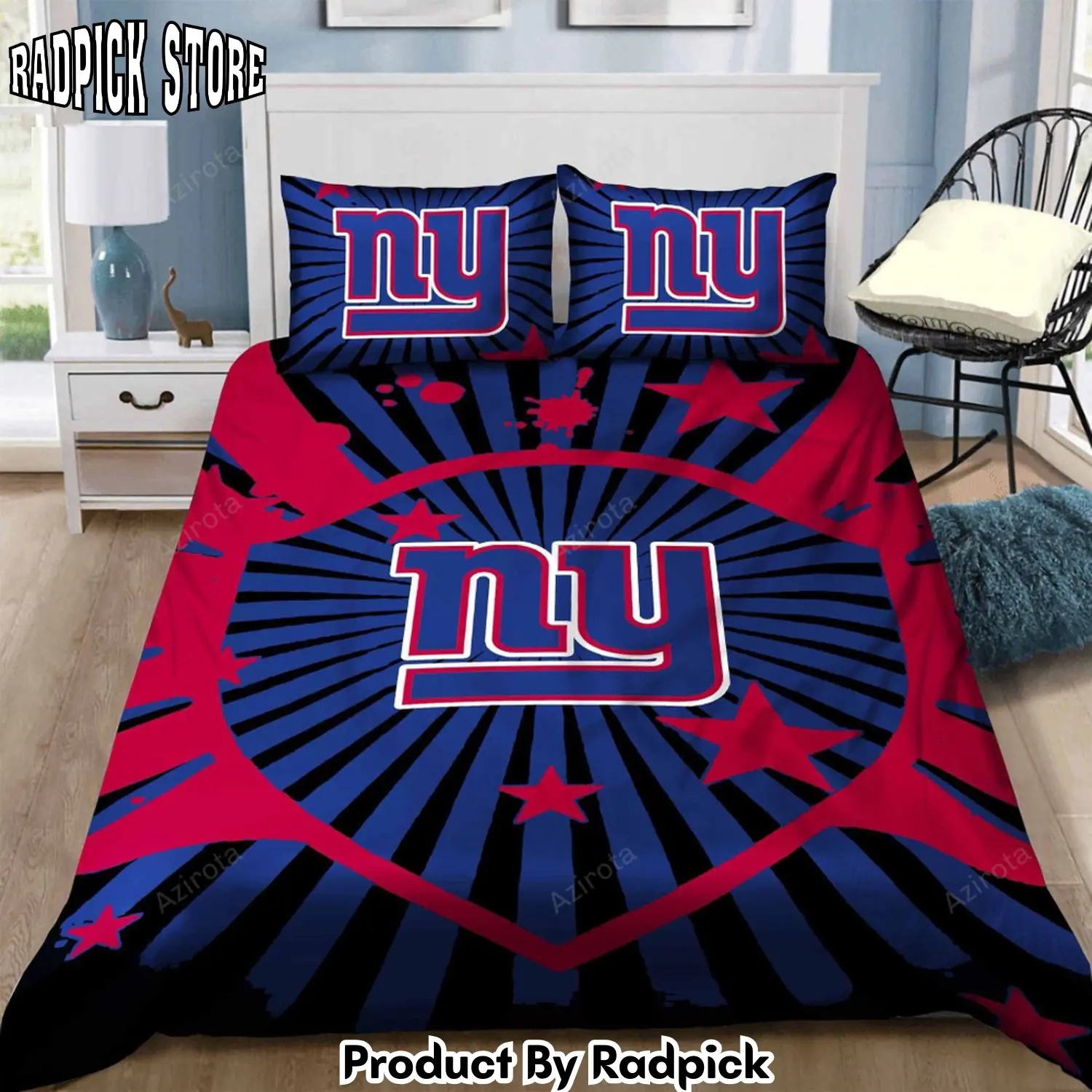 Radpick v6 new york giants bedding set sleepy duvet cover pillow cases decor home rp327510